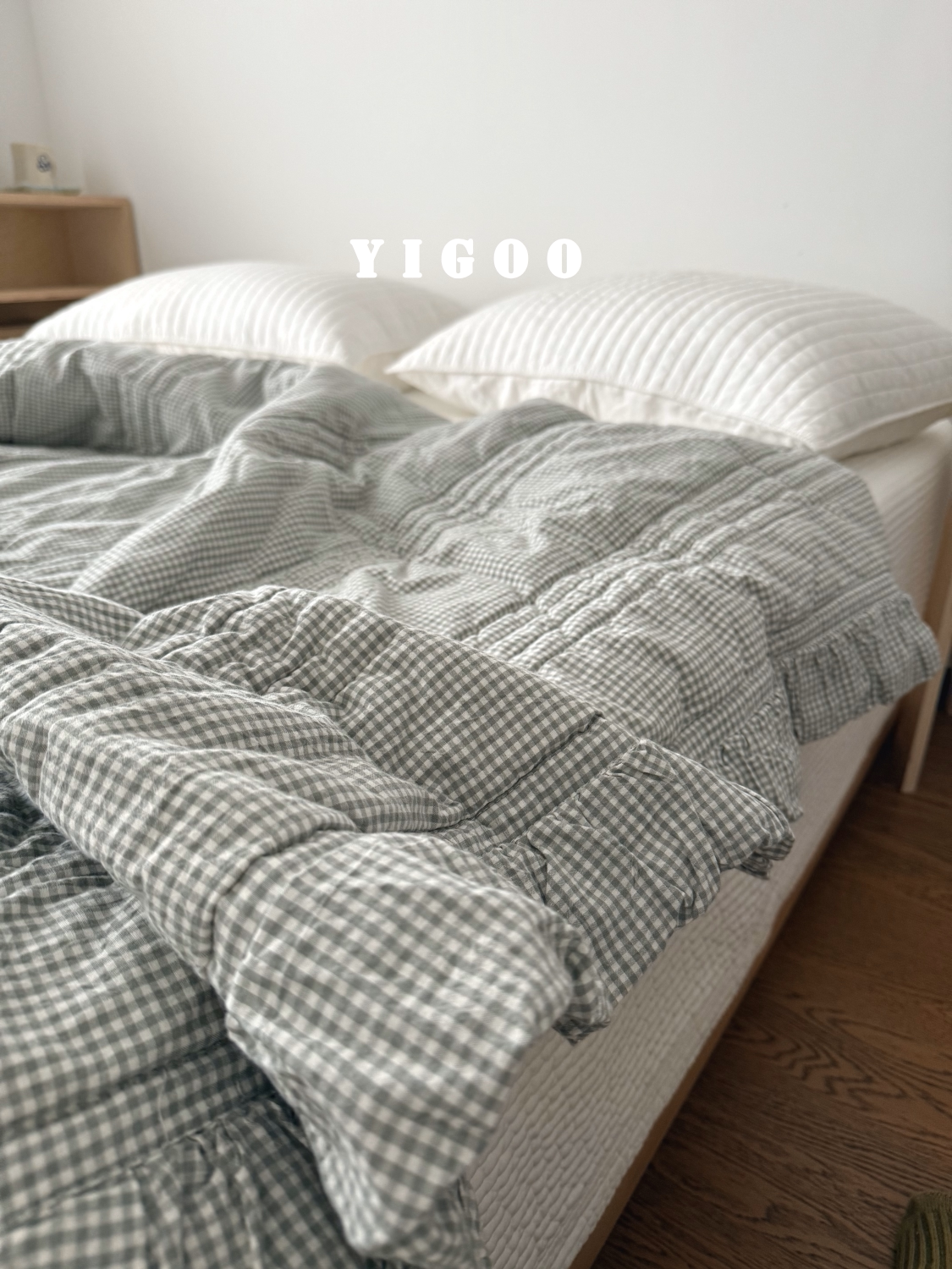 Корейское складчатое кружевное ретро цветное тканое хлопковое клетчатое модальное хлопковое четырехсезонное кондиционерное цельное одеяло мягкое после стирки