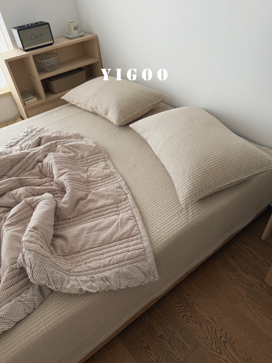 Корейское складчатое кружевное ретро цветное тканое хлопковое клетчатое модальное хлопковое четырехсезонное кондиционерное цельное одеяло мягкое после стирки