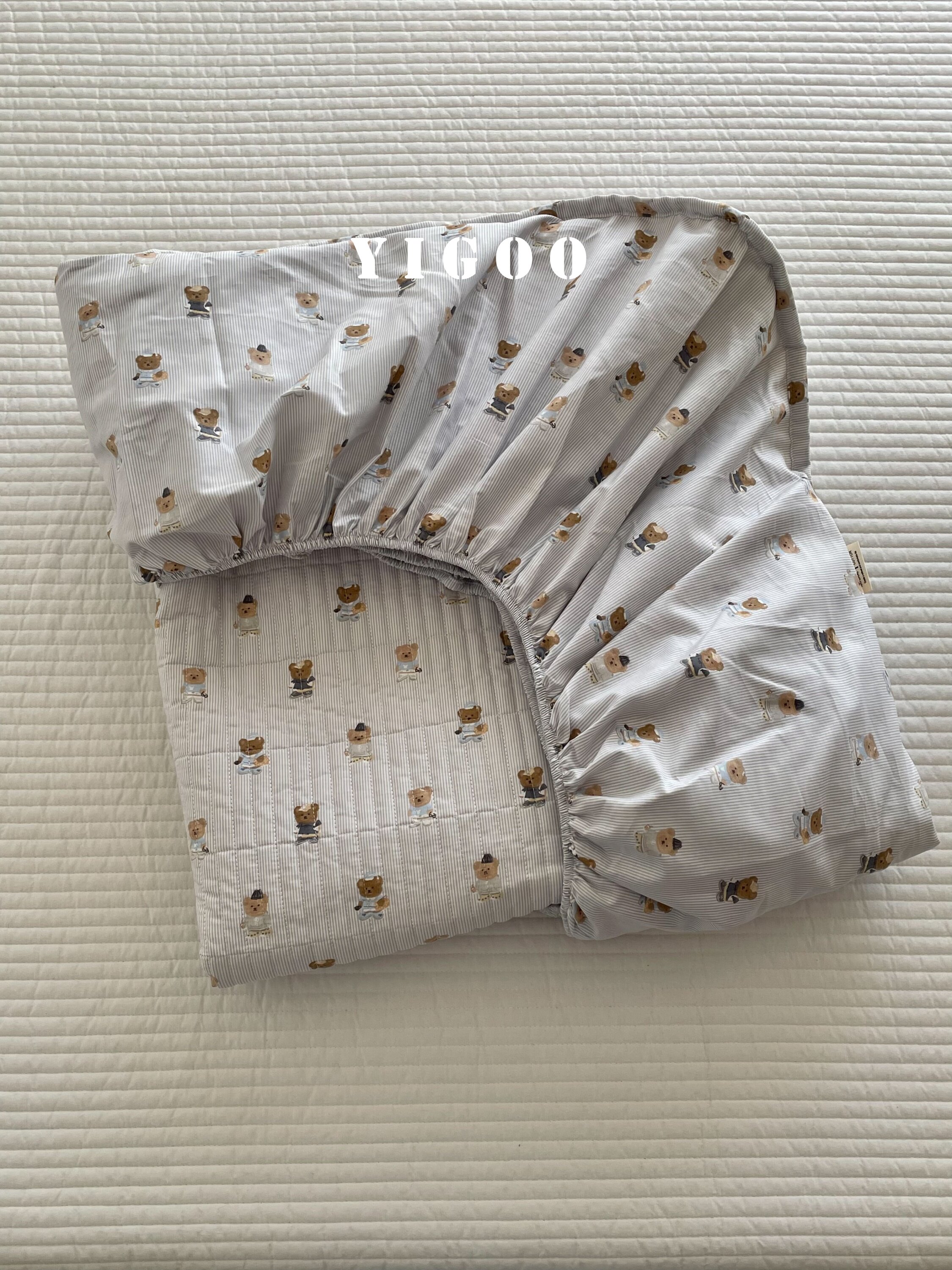 Корейский хлопковый наматрасник с печатью и стеганой подкладкой, водостойкий комплект из 3 предметов