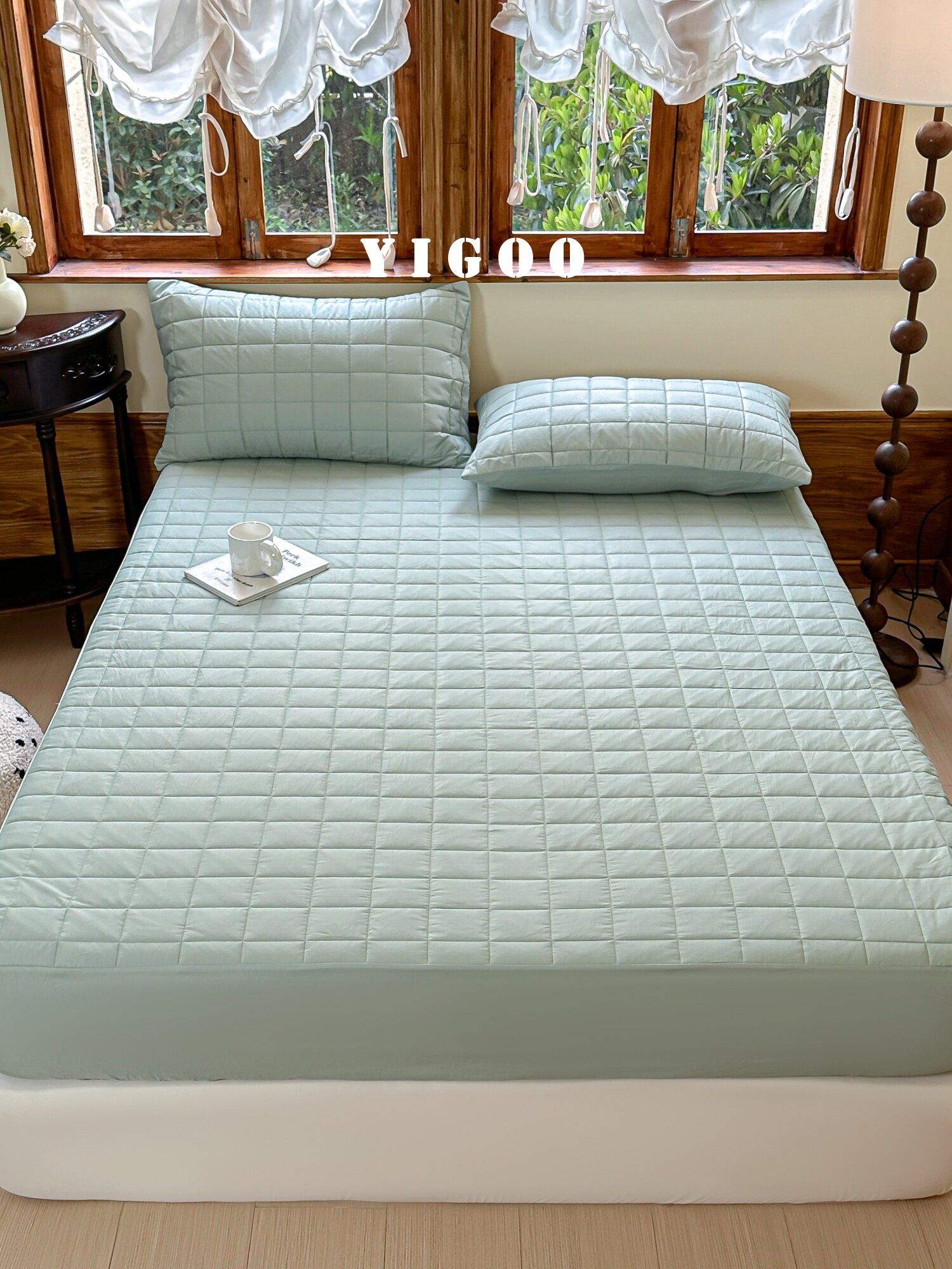 Простая мягкая стеганая простыня из тенселя и нейлона класса А с наполнителем, комплект из 3 предметов с высоким чехлом для матраса, однотонная