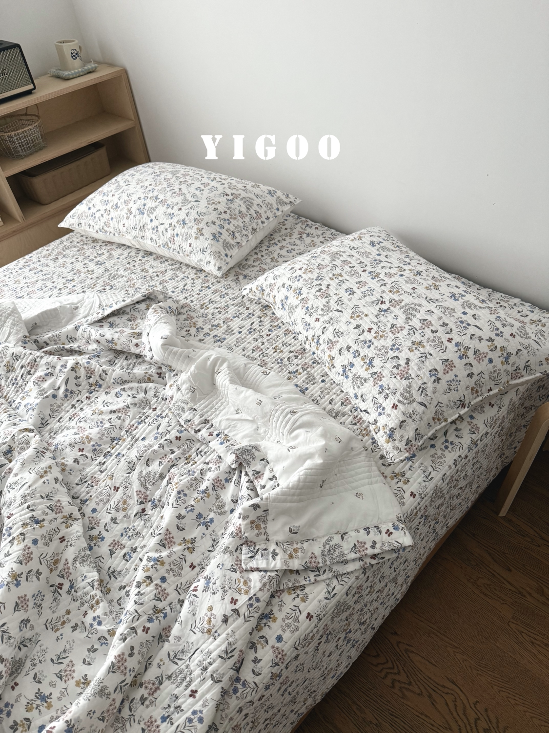 Летний корейский охлаждающий модал двусторонний с мелким цветочным принтом стеганое покрывало летнее одеяло комплект из 3-4 предметов с ватной простыней