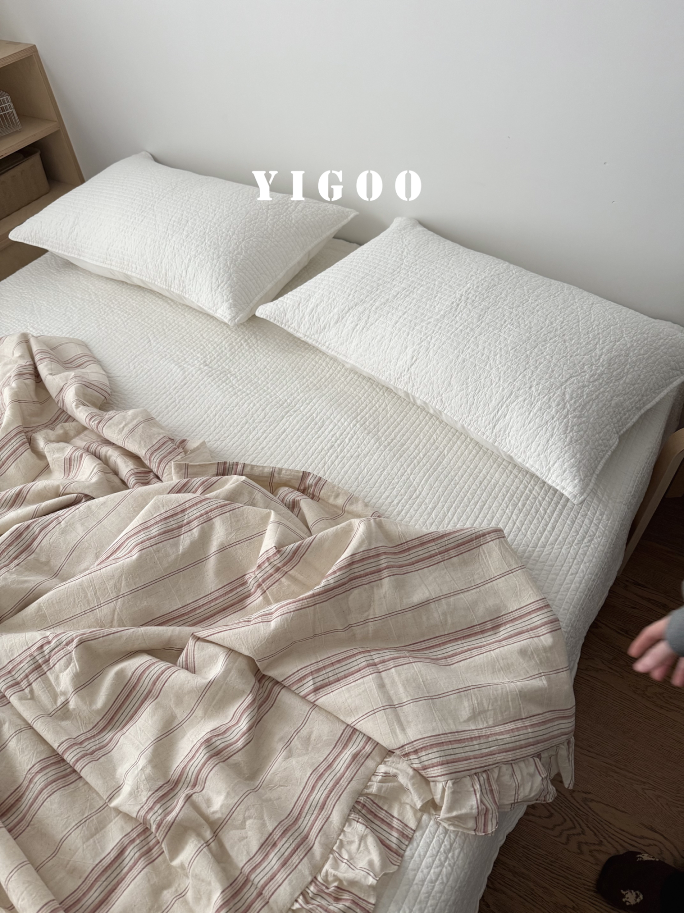 Простое летнее одеяло из хлопка и льна с оборками и винтажными полосками, тонкое цельное одеяло для кондиционера, дышащее, можно стирать в машине