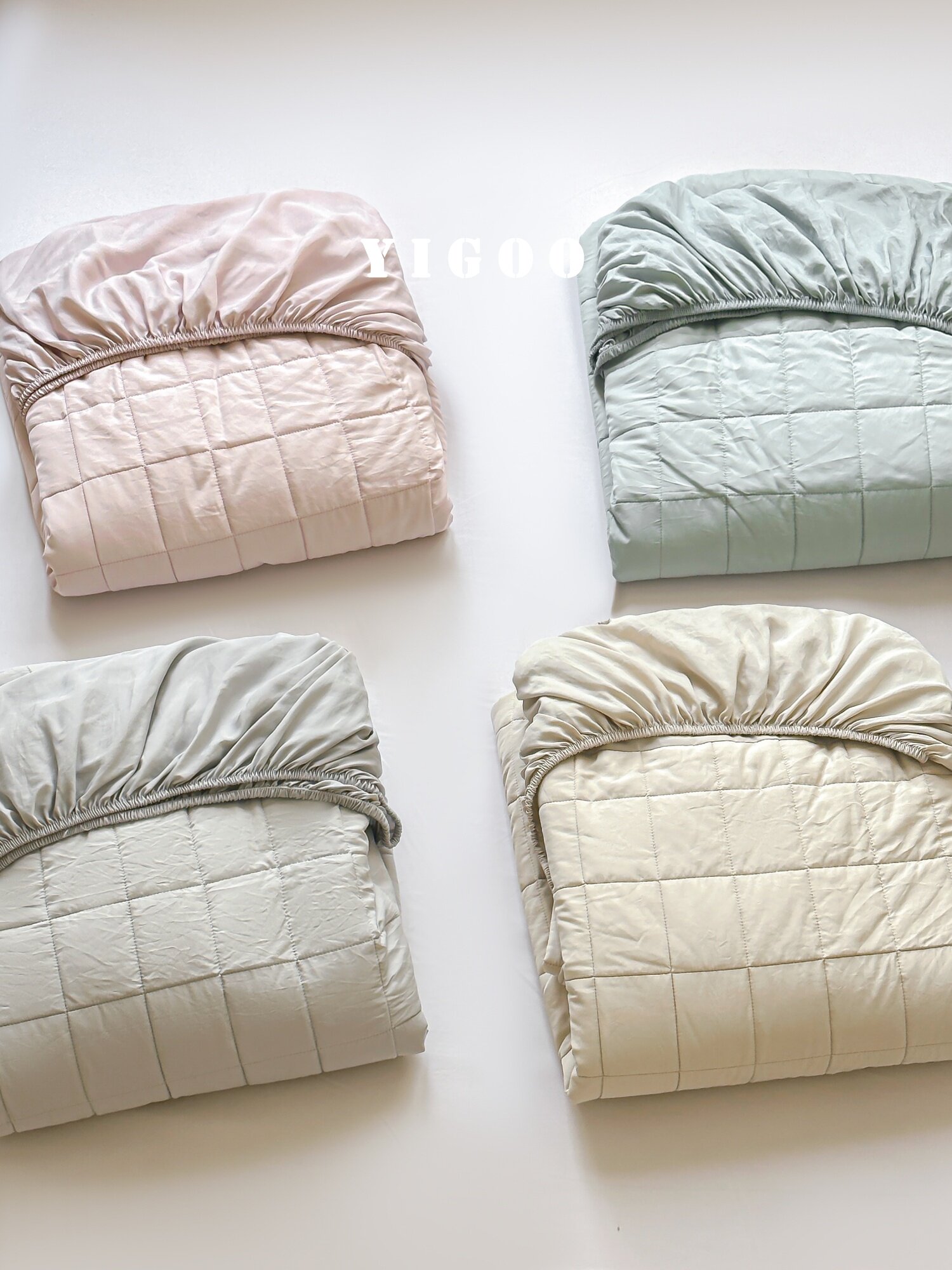 Простая мягкая стеганая простыня из тенселя и нейлона класса А с наполнителем, комплект из 3 предметов с высоким чехлом для матраса, однотонная