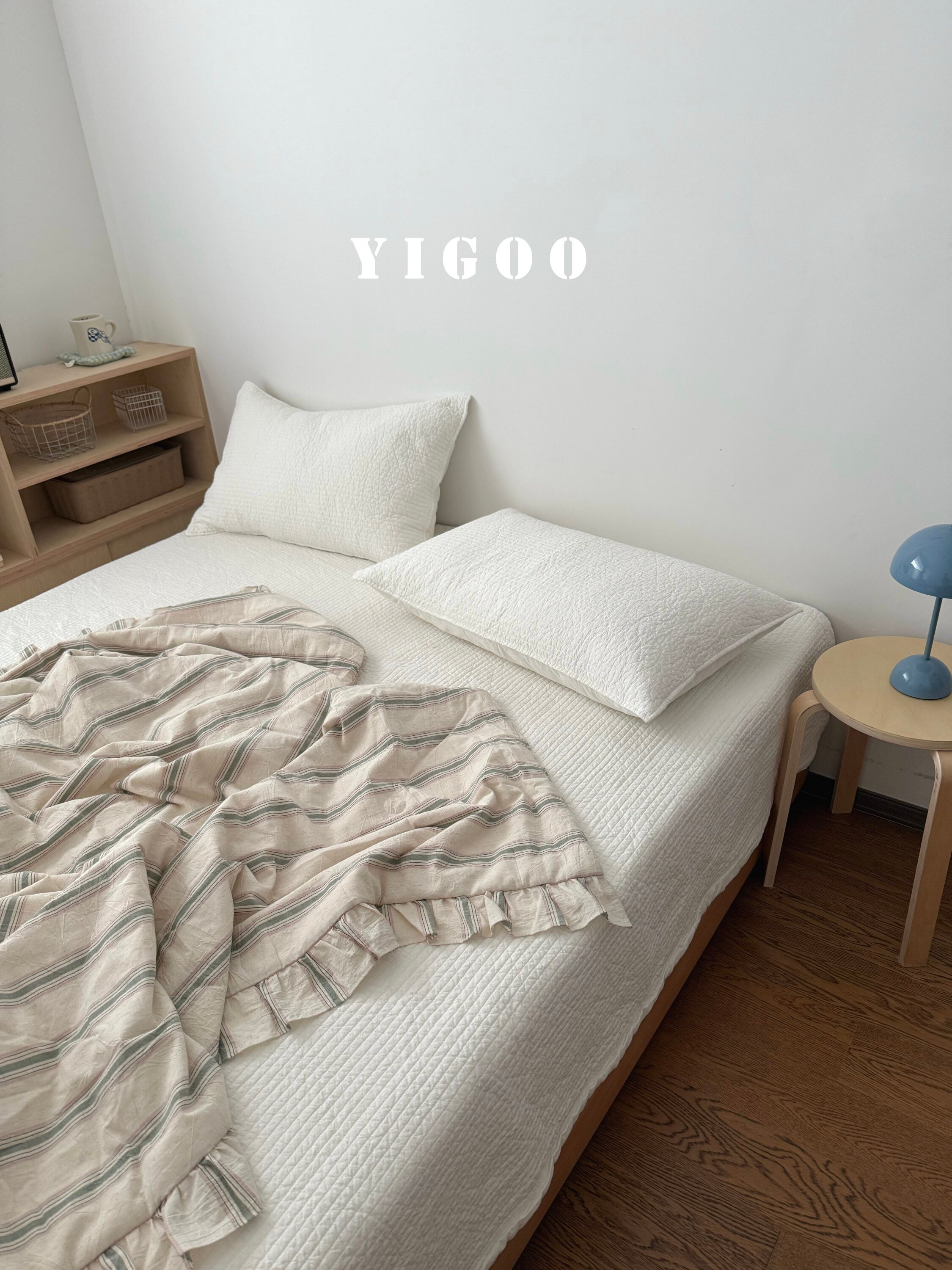 Простое летнее одеяло из хлопка и льна с оборками и винтажными полосками, тонкое цельное одеяло для кондиционера, дышащее, можно стирать в машине