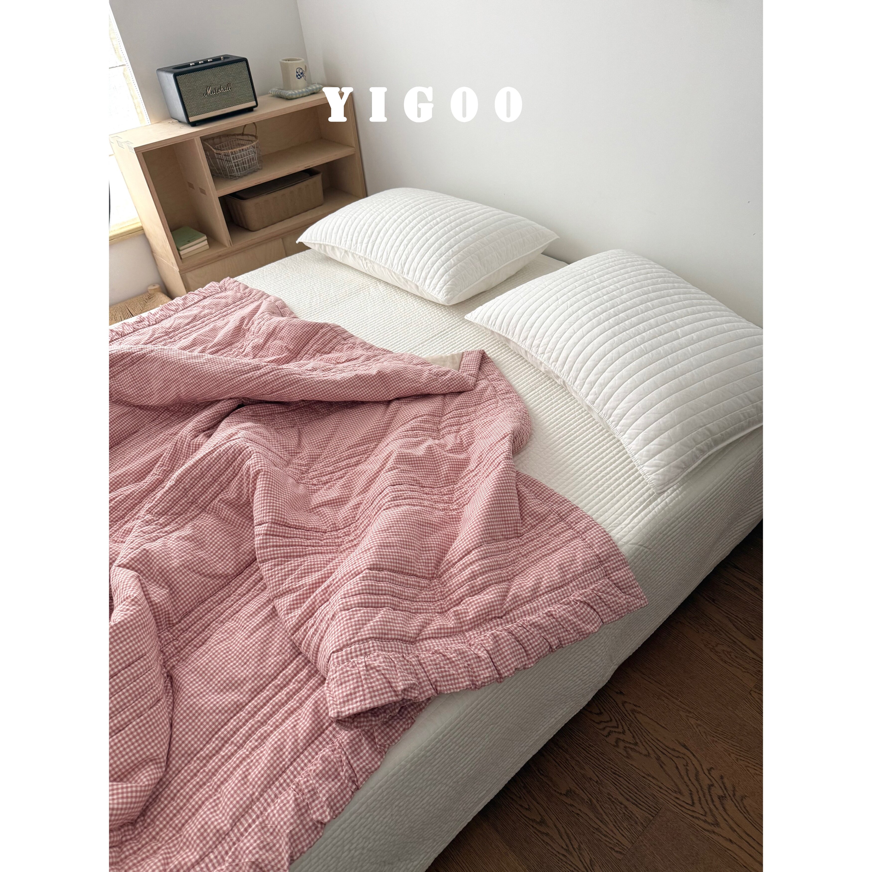 Корейское складчатое кружевное ретро цветное тканое хлопковое клетчатое модальное хлопковое четырехсезонное кондиционерное цельное одеяло мягкое после стирки