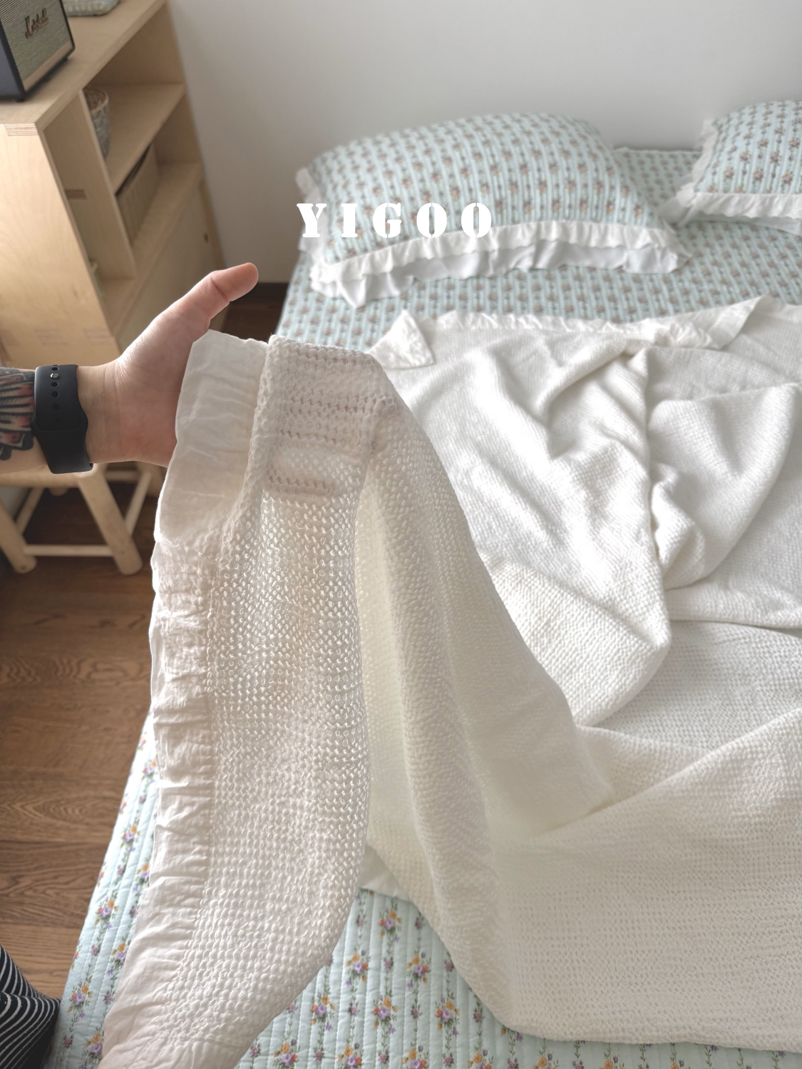 Минималистичное вафельное одеяло из хлопка с эффектом песочной стирки - многофункциональный плед для дивана и кровати