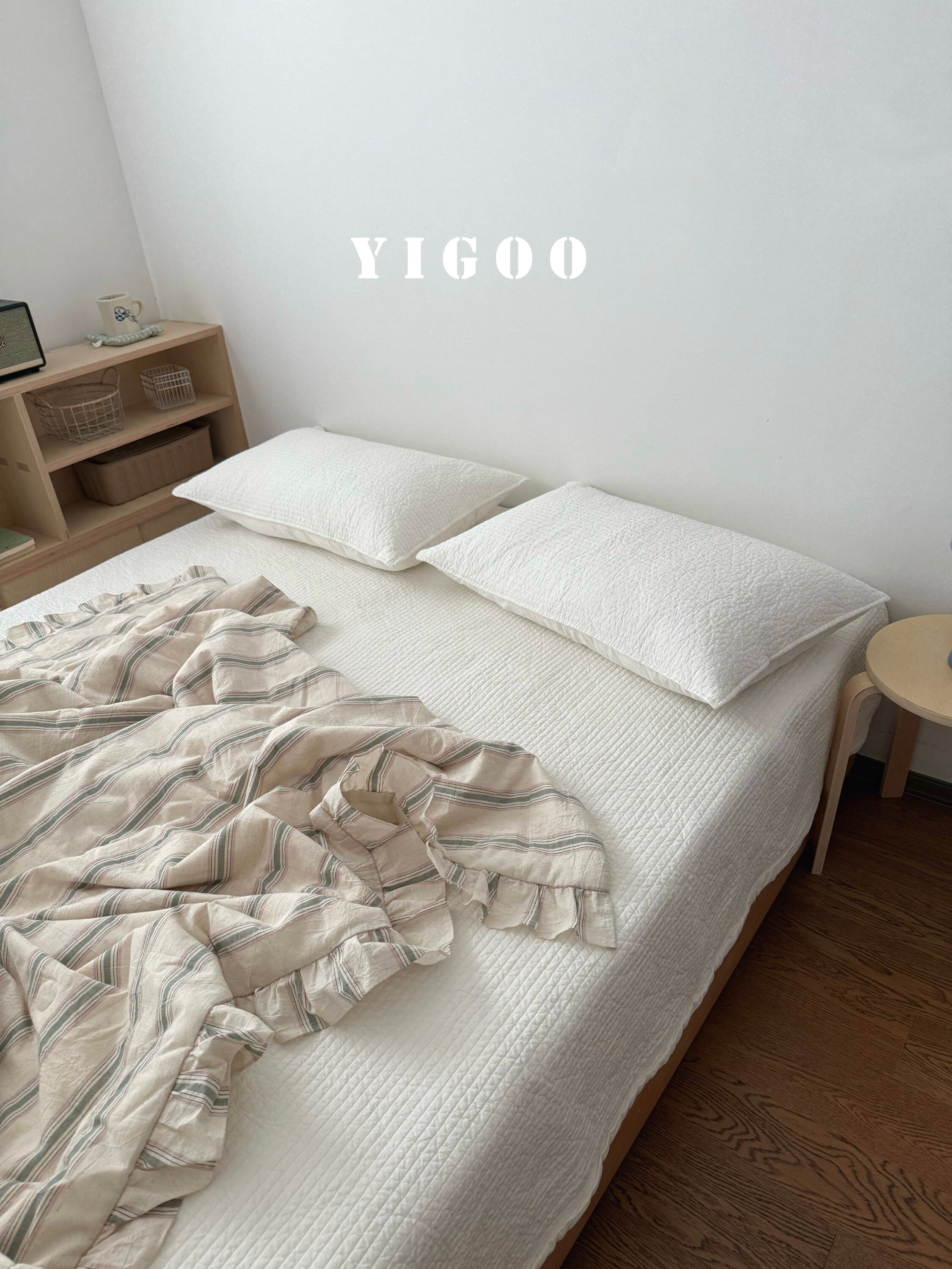 Простое летнее одеяло из хлопка и льна с оборками и винтажными полосками, тонкое цельное одеяло для кондиционера, дышащее, можно стирать в машине