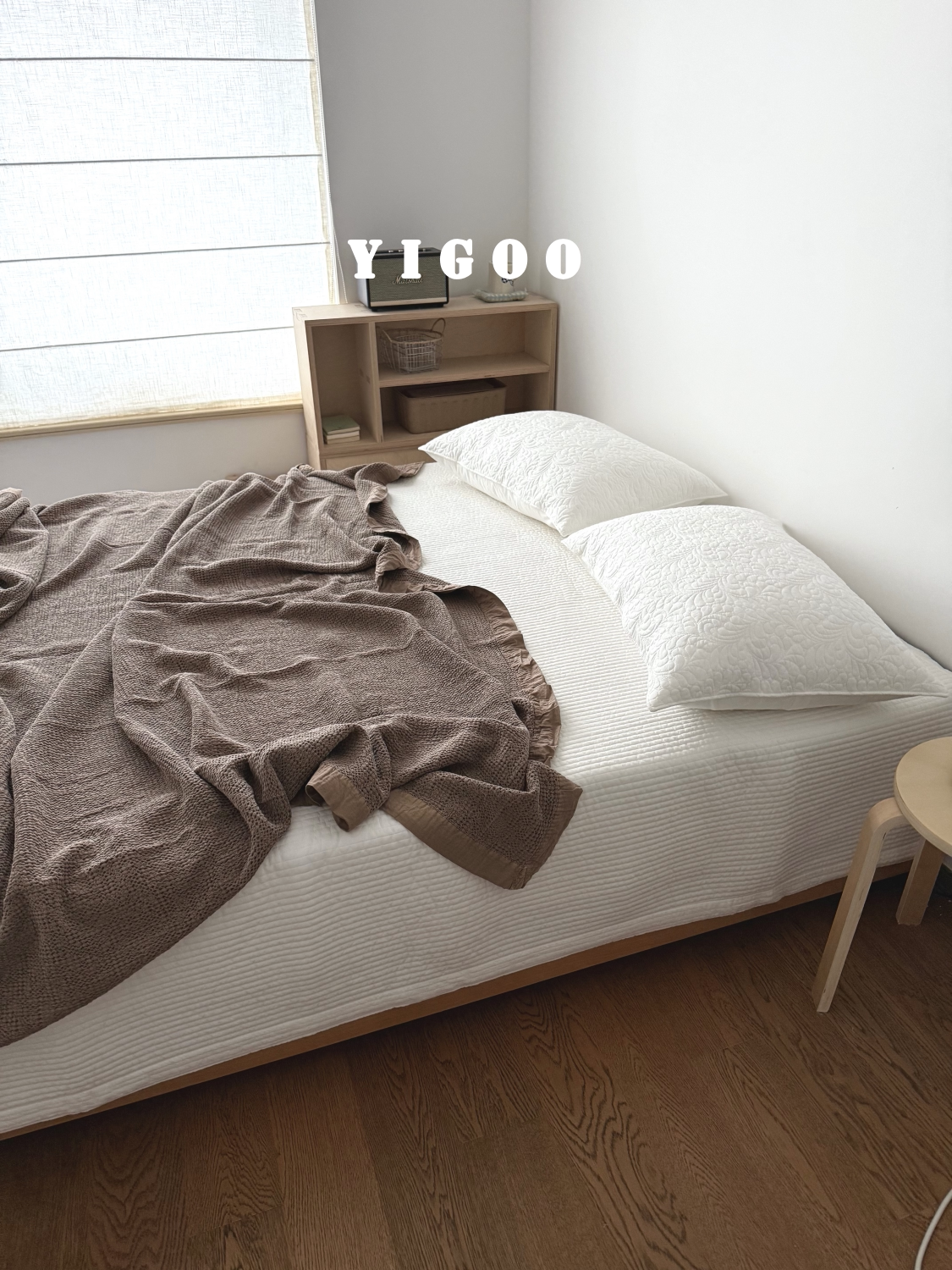 Минималистичное вафельное одеяло из хлопка с эффектом песочной стирки - многофункциональный плед для дивана и кровати