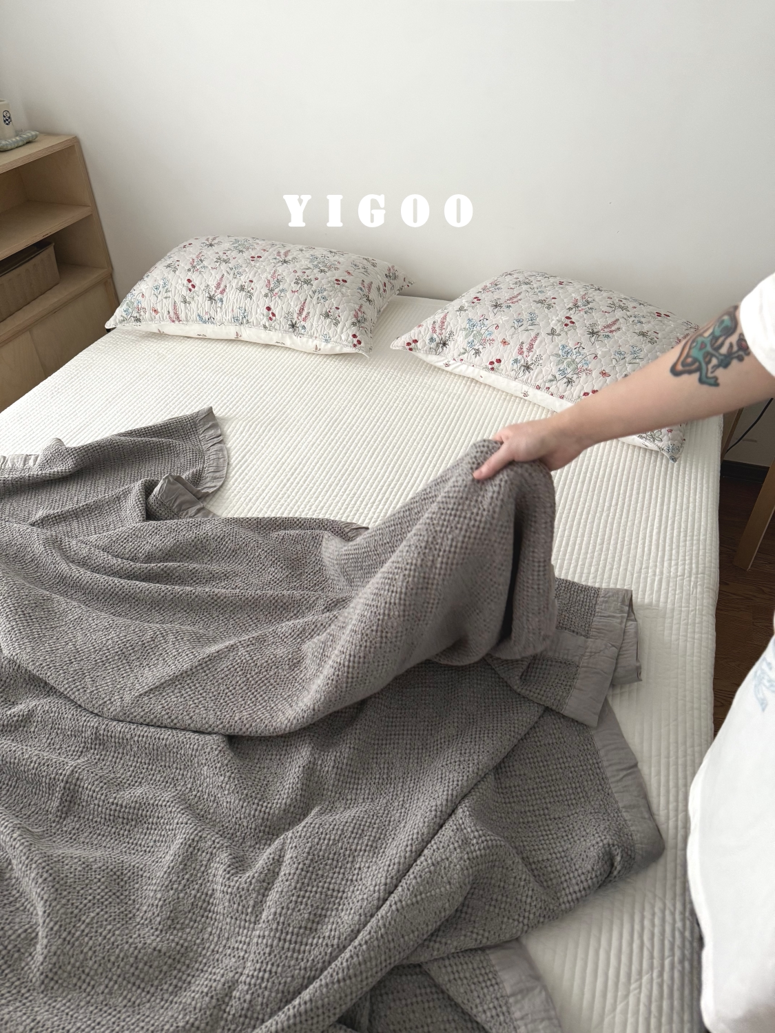 Минималистичное вафельное одеяло из хлопка с эффектом песочной стирки - многофункциональный плед для дивана и кровати