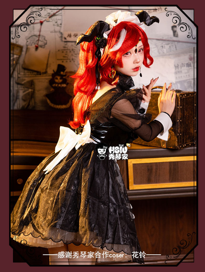 Game Identity V Priestess Cosplay Perücke Rosa Rote Hexe Kostüm Set Halloween 8