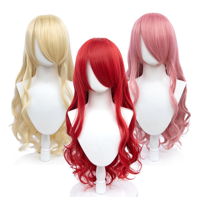 Xiuqinjia universal long curly hair cosplay wig ສີ​ແດງ​ສີ​ດໍາ​ຄໍາ​ຝຸ່ນ​ສີ​ມ່ວງ​ສີ​ຂີ້​ເຖົ່າ​ສີ​ຜົມ​ປອມ​ເພດ​ຍິງ​ຄື້ນ​ຟອງ​ຂະ​ຫນາດ​ໃຫຍ່