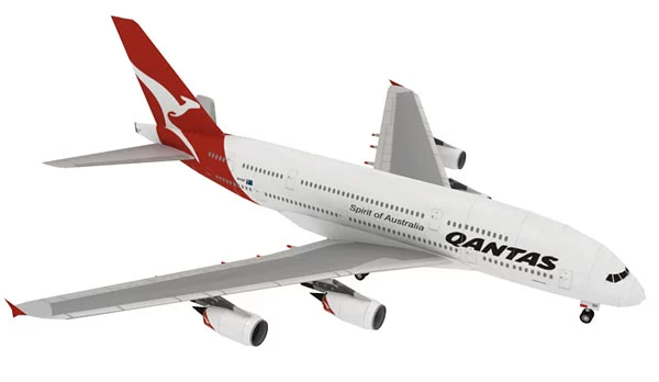 Cantas Airways Úc Airbus Máy bay A380 3D Mô hình giấy DIY 1: 300 Hướng dẫn giao hàng giấy