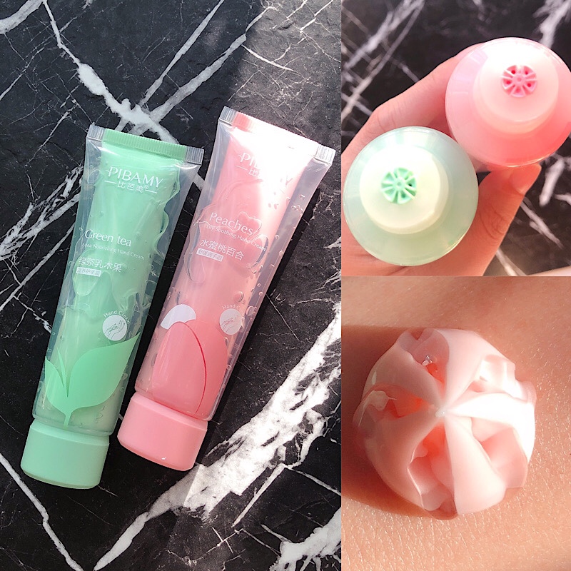 Sandwich hand cream peach double tube moisturizing green tea hand mask refreshing small flowers autumn and winter anti-drying