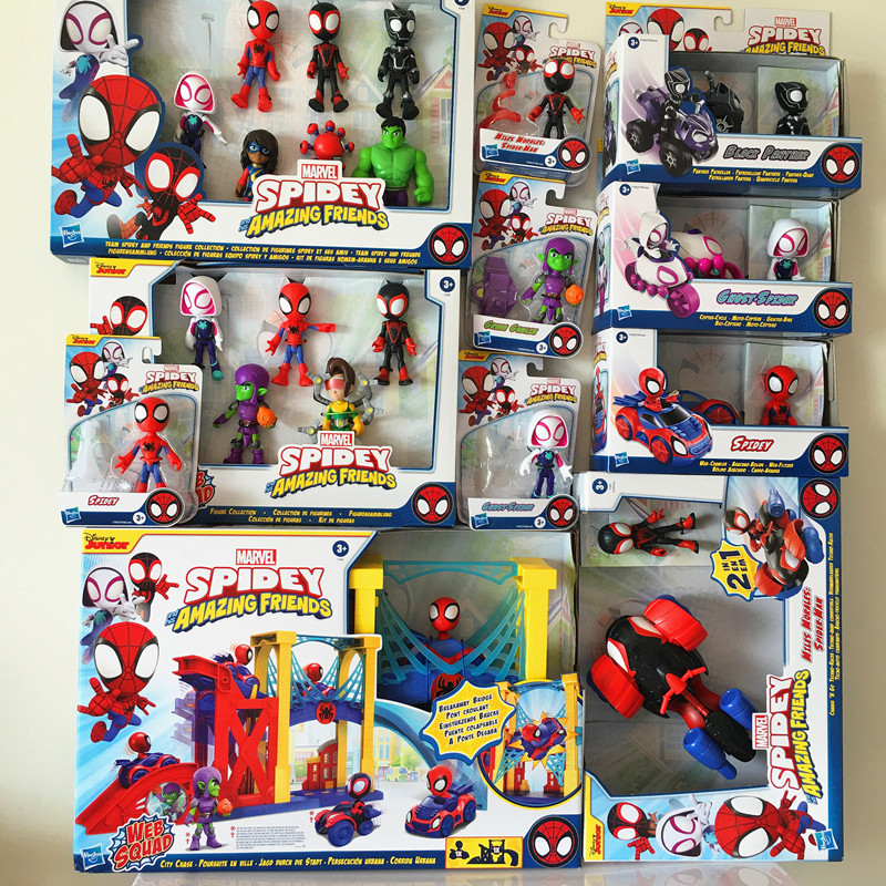 Genuine Marvel Spider-Man and His Amazing Friends, Various Q-Version Movable Figures, Miles, Gwen