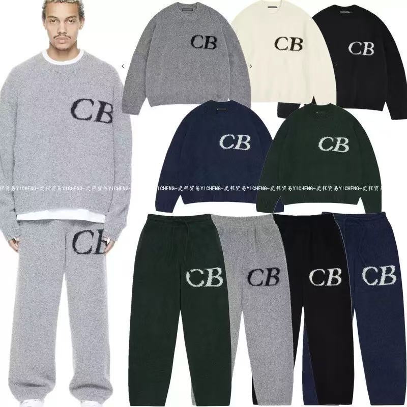 American High Street Fashion Cb Minimalist Letter Jacquard Knit Sweater Unisex Loose Casual Crew Neck Pullover Loose Sweater American High Street Fashion Cb Minimalist Letter Jacquard Knit Sweater Unisex Loose Casual Crew Neck Pullover Loose Sweater