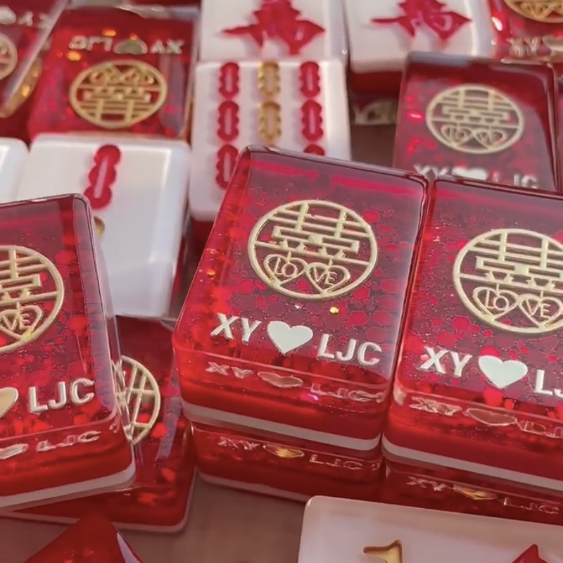 LAOSHU Mahjong Tiles Crystal Glue Mahjong Handmade DIY Material Package Tool Set Large Size