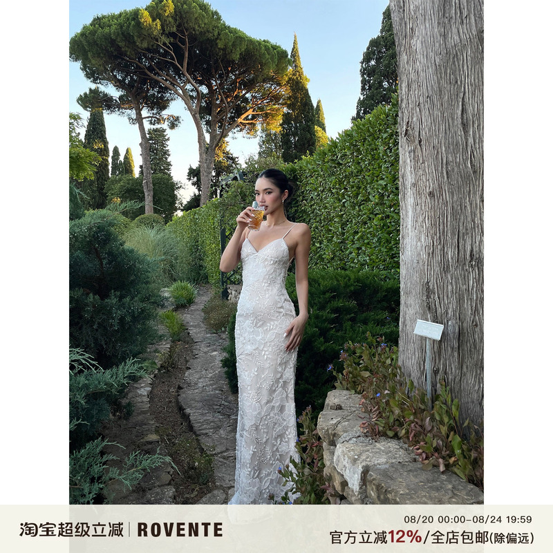 Rovente Les Winery Lace Camisole Dress for Women, Summer High-End Vacation Bodycon Waist-Cinching Backless Long Dress Rovente Les Winery Lace Camisole Dress for Women, Summer High-End Vacation Bodycon Waist-Cinching Backless Long Dress