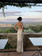 Rovente Les Winery Lace Suspender Dress Women's Summer High-Level Vacation Tight Waist Backless Long Dress