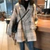2018 phiên bản Hàn Quốc mới của thời trang retro áo hai dây dài len kẻ sọc hoang dã áo khoác dài tay nữ mùa đông áo dạ ngắn hàn quốc Áo Hàn Quốc