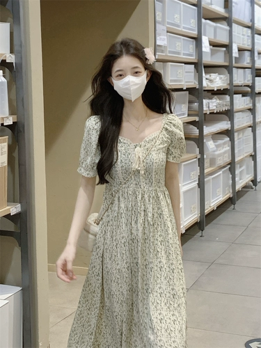 Милое летнее платье, сексуальная кружевная приталенная длинная юбка, в цветочек, высокая талия