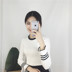 Áo dệt kim xuân 2018 nữ mới phiên bản Hàn Quốc của áo len mỏng tay hoang dã retro tay dài học sinh những kiểu áo len dáng dài đẹp Vòng cổ áo len