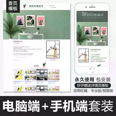 Small fresh Taobao shop decoration template Nordic mural home decoration home design permanent free package installation