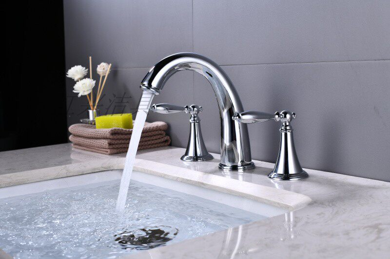 Copper two-piece tap Three-hole tap 8-inch face basin Dragon tap Chrome Black Ancient Bronze Pure Black White Antique Gold
