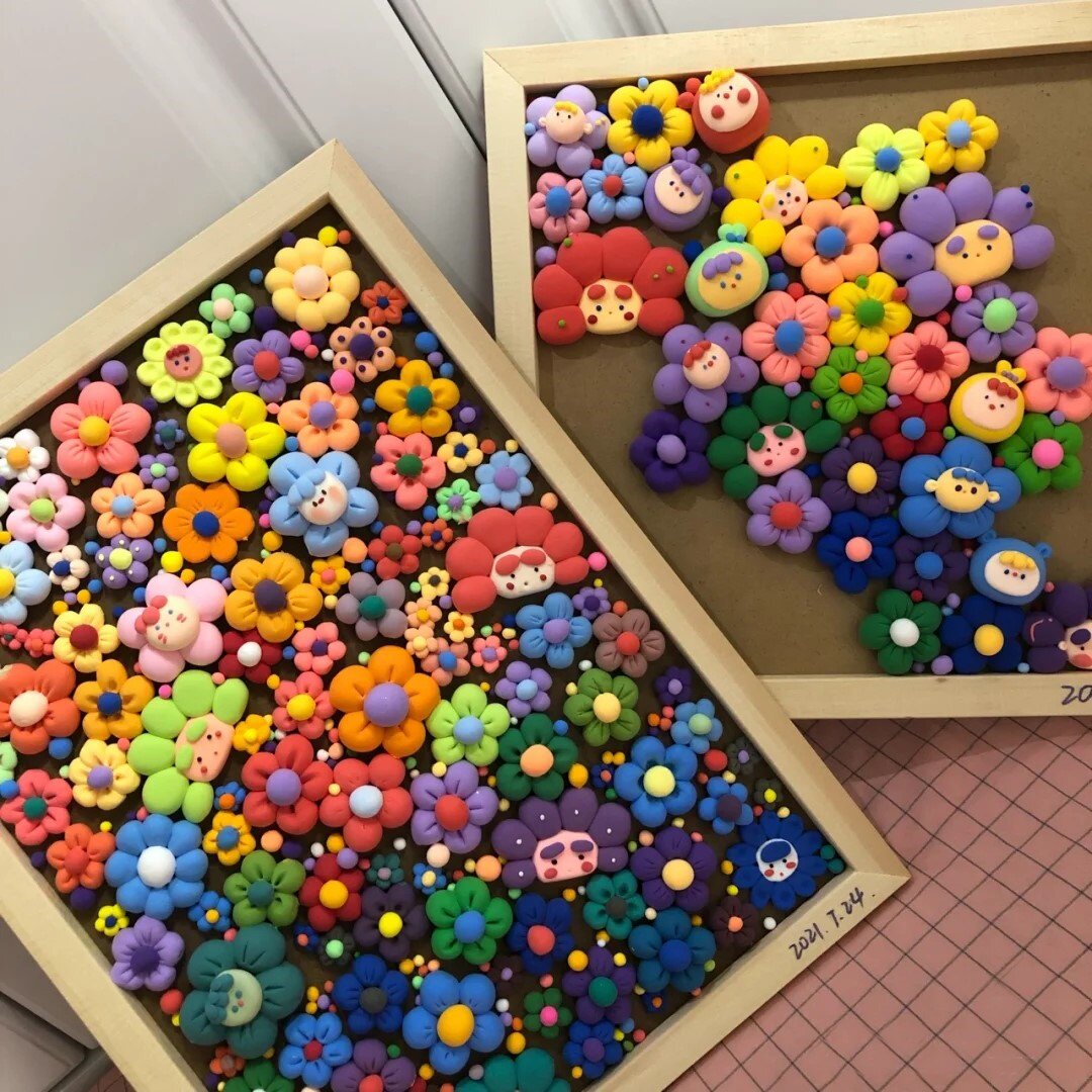 Diy hand clay frame commemorative frame homemade handmade small gift album ultra light clay manual clay material