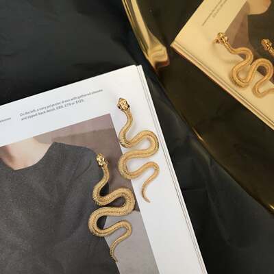 NOTTU 2020 New Trendy original Design, exquisitely carved irregular snake-shaped ear studs and ear clips, 925 silver needle