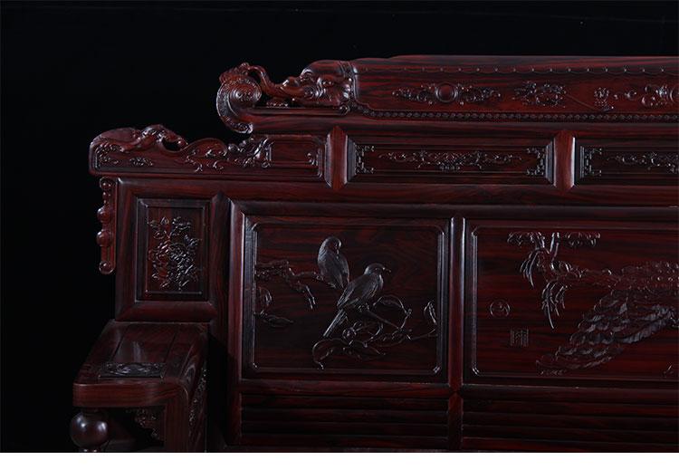Indonesia sofa gỗ gụ đồ nội thất bằng gỗ cổ điển Trung Quốc khắc gỗ hồng đen gụ phòng khách hiện đại kết hợp sẵn sàng - Ghế sô pha ghế sopha giường