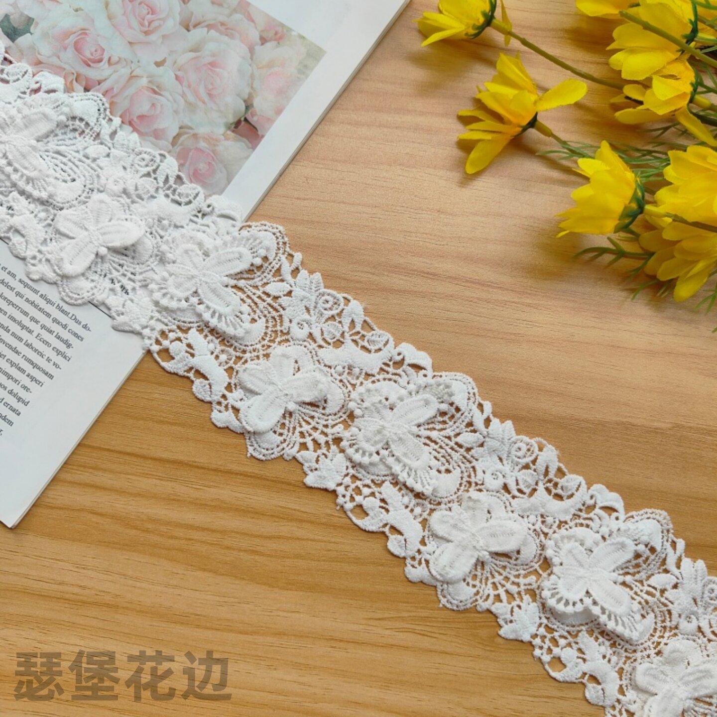 7cm white three-dimensional embroidery lace butterfly hollow embroidery accessories clothing/home fabric DIY
