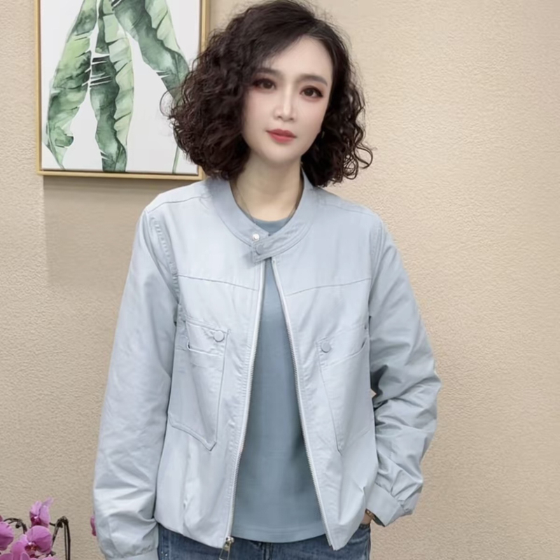 2026 New Stylish and Trendy Thin Jacket Versatile Age-Reducing Women's Long-Sleeve Short Round-Neck Spring Coat for Women