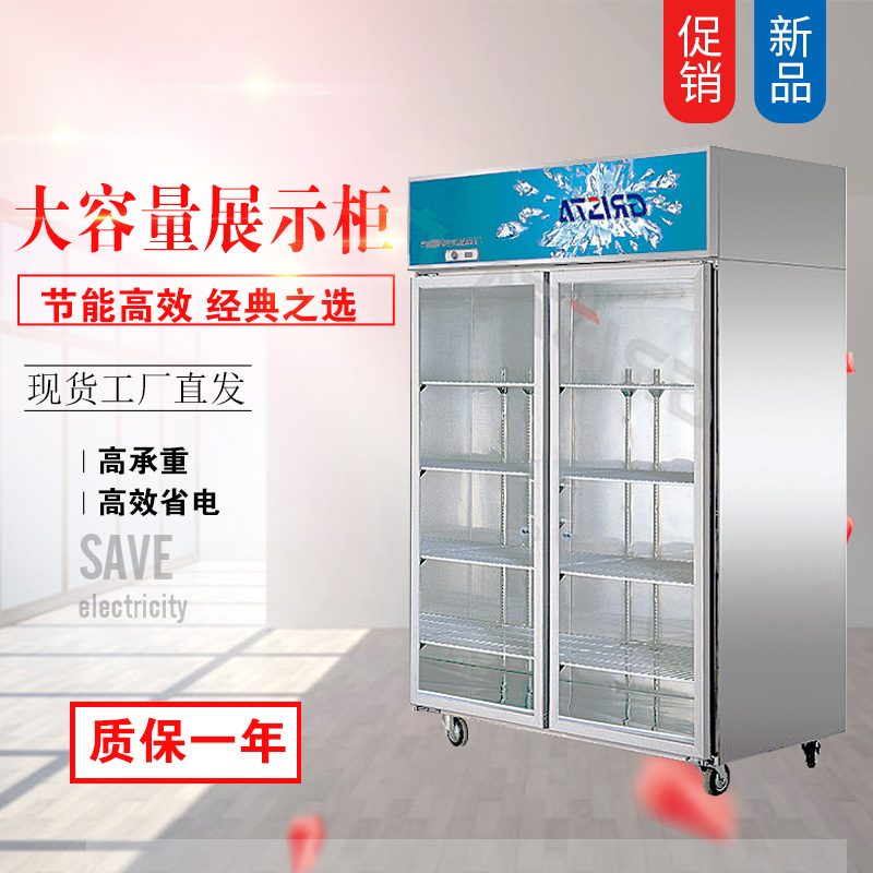Star display cabinet double-door fresh-keeping cabinet supermarket beverage cabinet commercial large-capacity refrigerator refrigerator vertical freezer