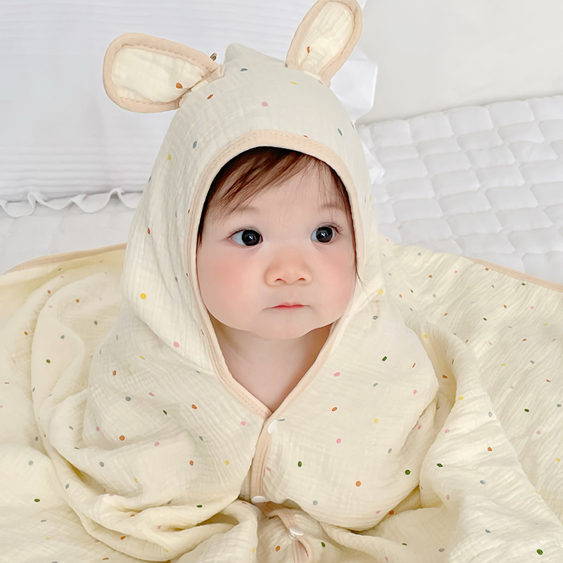 Baby Gauze Bath Towel Pure Cotton Summer Newborn Children's Ultra-Soft All-Cotton Absorbent Baby Bathrobe with Hooded Cape