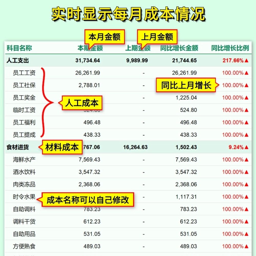 EXCEL餐饮收支记账，轻松搞定成本核算与利润分析！📊-报表-淘宝好物网