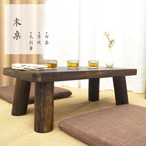 Burnt paulownia window table casual Japanese rectangular tatami table solid wood low table balcony household table coffee table