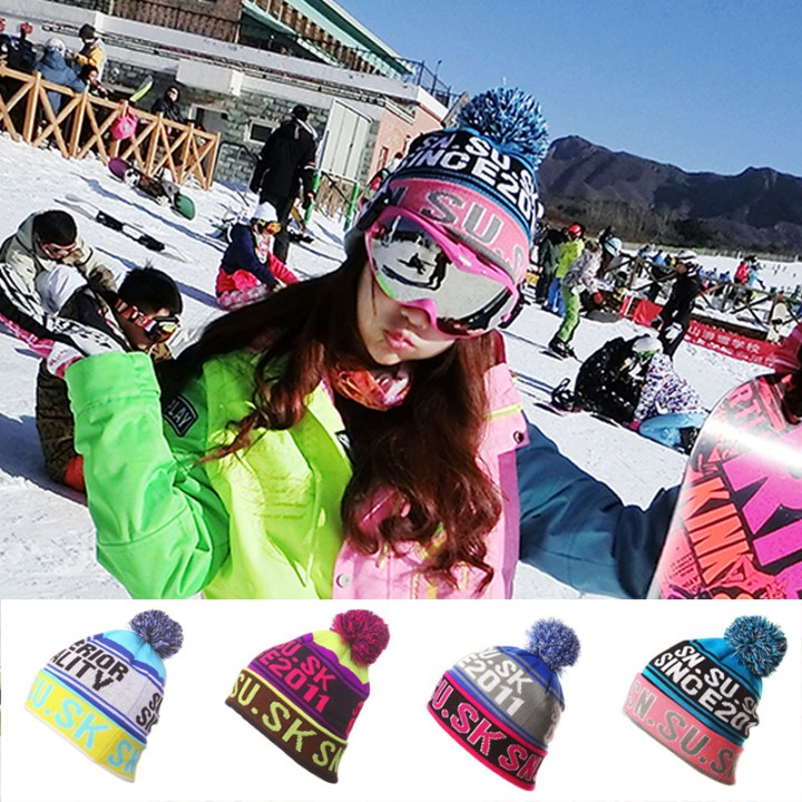 Ski Home SNSUSK Single Double Ski Hat Winter Skating Knitted Hat Christmas Hat Soft Helmet Warm