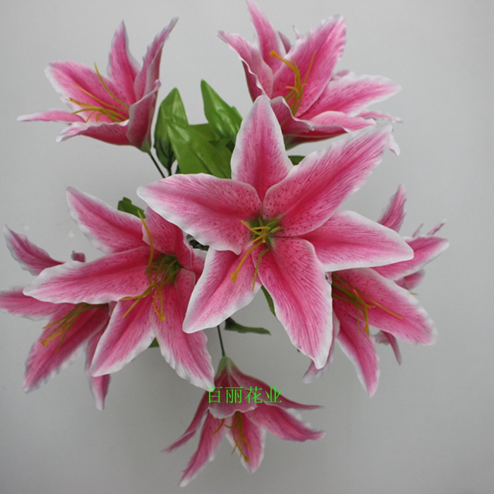 Home Decoration Emulation Flower Living Room Placement 9 Heads Large Lily Bouquet Fake Flower Silk Flower Activity Celebration With Flower Arrangement