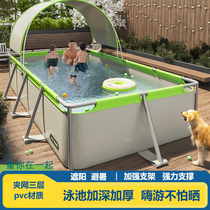 Piscine gonflable sans support grande cour épaisse pour famille pour enfants et adultes piscine pliante en toile