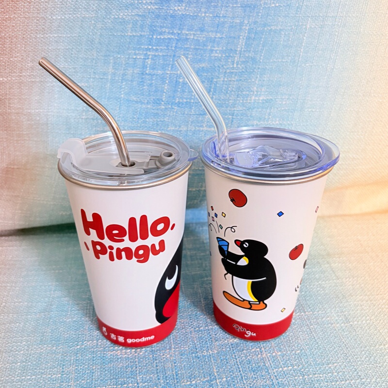Suitable for Gu Ming Co-Branded Stainless Steel Cup Accessories Pingu Direct Drinking Cup Lid, Special Model with Lid and Straw Lid