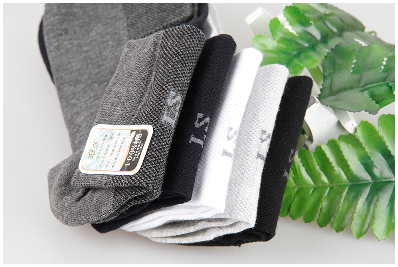 Langsha vớ nam cotton ống thoáng khí mùa hè vớ đen mỏng vớ thoáng khí mùa hè vớ cotton thể thao - Vớ bông tất cổ cao