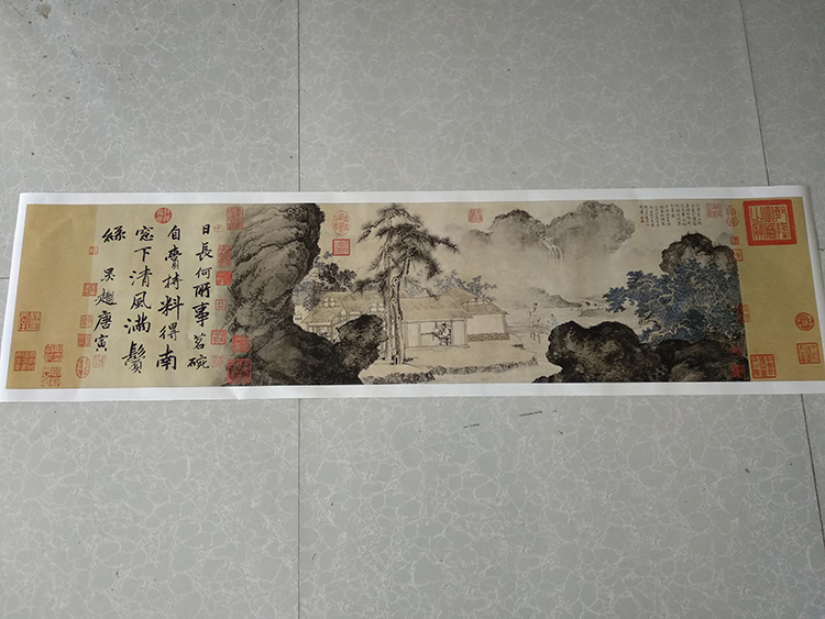 Ming and Tang Dynasties Ming Tu Chinese Painting Banner Landscape Xuan Paper Ink Copy Painting Antique Prints Living Room Study Decoration Painting