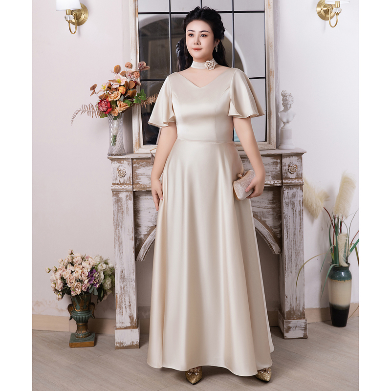 Champagne-Colored Bridesmaid Dresses for Women, Sister Group Bridesmaid Dresses, Plus Size Fat mm 100kg Bridesmaid Dresses for Women, Satin Champagne-Colored Bridesmaid Dresses for Women, Sister Group Bridesmaid Dresses, Plus Size Fat mm 100kg Bridesmaid Dresses for Women, Satin