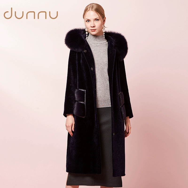 Lông cừu Dunnu mùa đông lông mới trùm đầu khí chất tóc bóng giữa lông cừu dài - Faux Fur