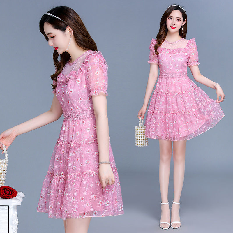 Pink Printed Dress for Women, Summer 2024 New Korean Style Slim Fit, Elegant and Height-Enhancing A-Line Dress for Petite Figures Pink Printed Dress for Women, Summer 2024 New Korean Style Slim Fit, Elegant and Height-Enhancing A-Line Dress for Petite Figures