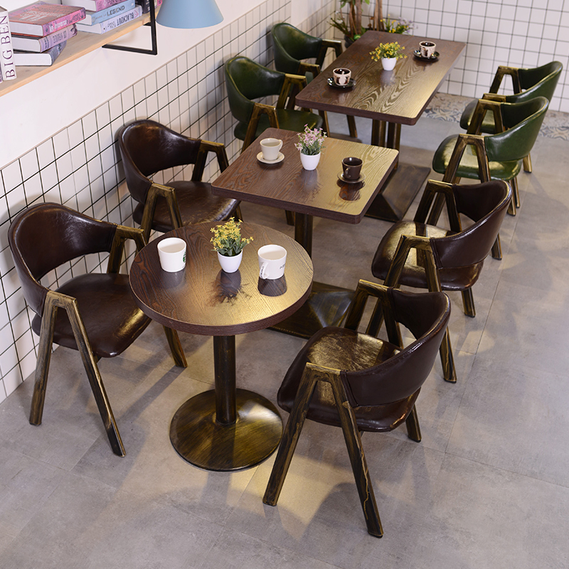 Bar Western restaurant table and chair combination Retro retro industrial style Cafe Milk tea shop Snack bar Restaurant table and chair