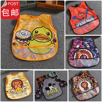New baby blouse waterproof long sleeve baby childrens reverse dress dinner coat blouse bib bib spring and autumn and summer cartoon
