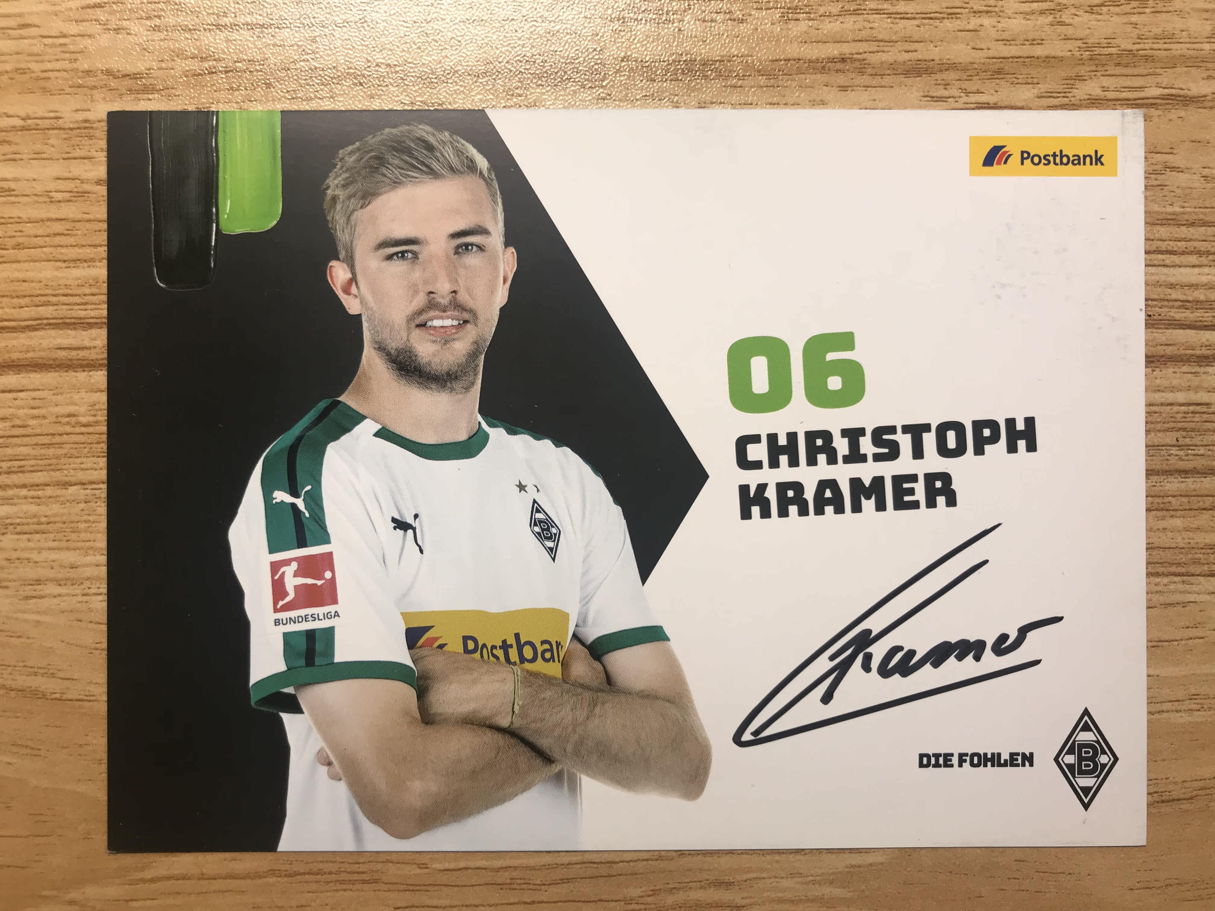 German Münchengladbach Kramer Kramer's autograph official card 1