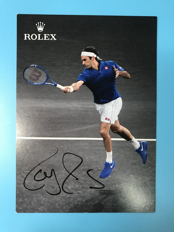 Swiss tennis superstar Federer's pro-pen signature official card 1