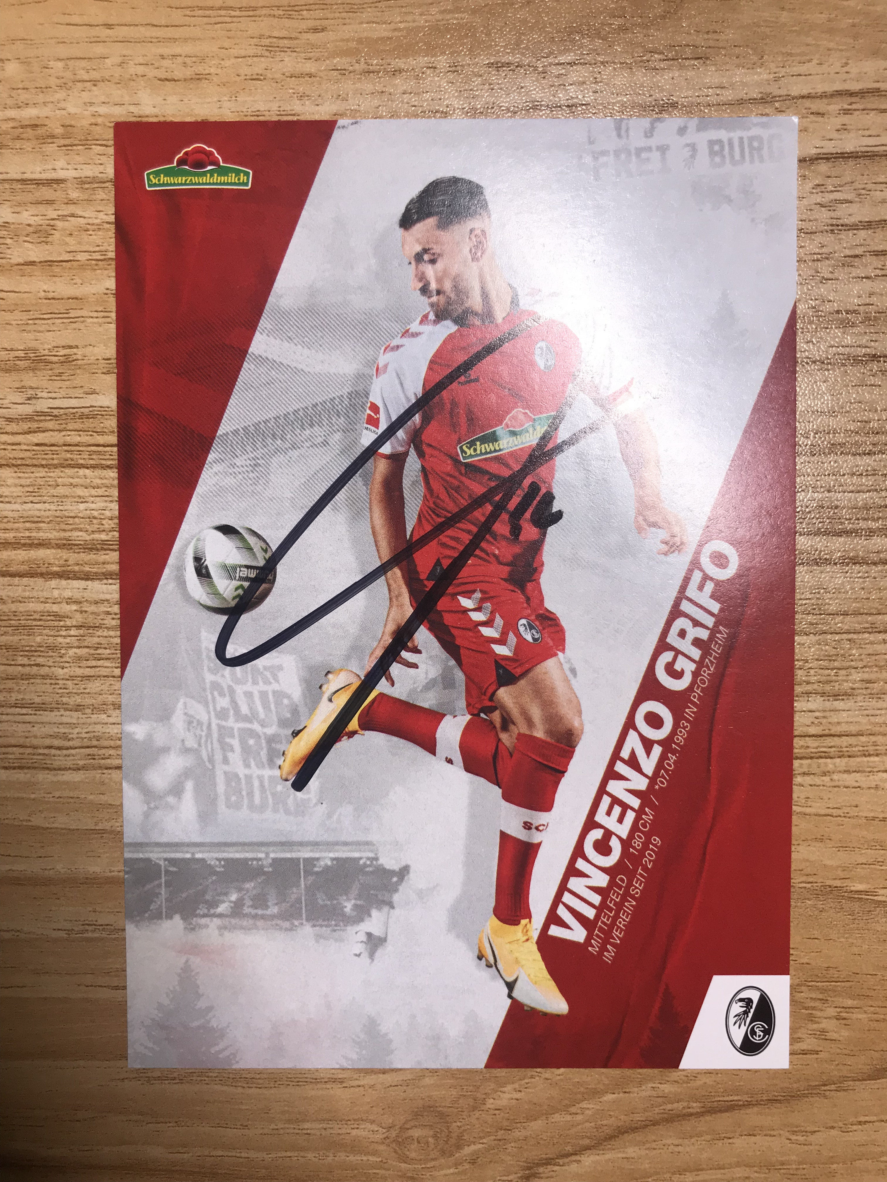 20 20-21 season Germany's Freiburg Griffo pro-pen signing card